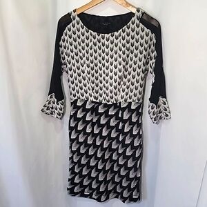 RAG & BONE 100% Silk Geometric Graphic Sheer Arms